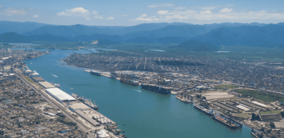 Imagem panorâmica aérea do Porto de Santos - Foto: Porto de Santos Autoridade Portuária