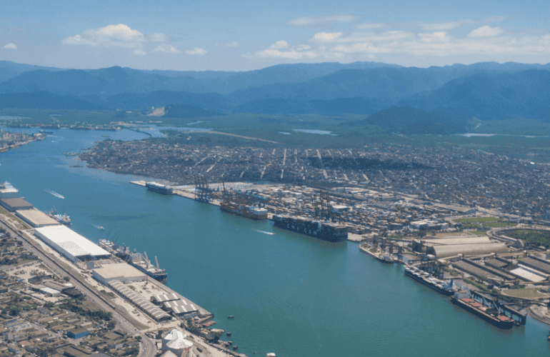 Imagem panorâmica aérea do Porto de Santos - Foto: Porto de Santos Autoridade Portuária